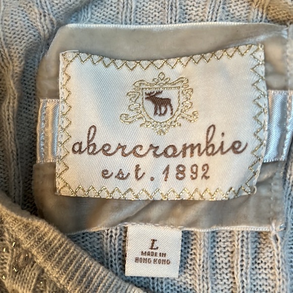 Abercrombie girls sweater grey with light bead trim, size Large - Picture 2 of 3